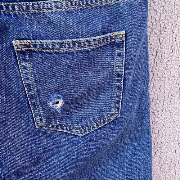 Free People We The Free Breezy Denim Distressed Button Fly Jean Skirt Sz 31 - Picture 7 of 11